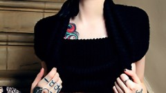 Woman tattoos rockstar games models Justine Marie