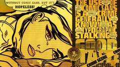 Woman tears Typography font comics yellow background funny 