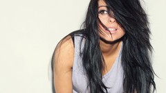 Woman teeth brunettes models black hair April Christina Bonas