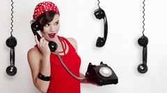 Woman telephone brunettes fashion model fashion photography