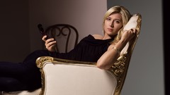 Woman tennis blondes armchairs maria sharapova black dress 
