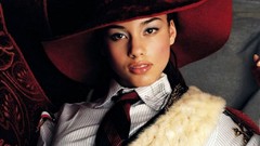 Woman tie hats Celebrity suit alicia keys singers black hair 