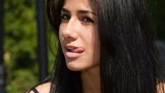 Woman tongue outdoors brunettes Met-Art magazine Malina A