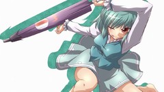 Woman touhou blue hair