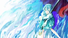Woman touhou blue hair