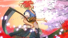 Woman touhou scythe redheads