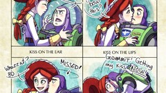 Woman Toy Story bows kissing blush pixar green eyes redheads 