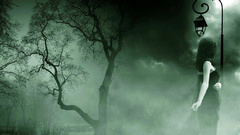 Woman Trees Birds mist