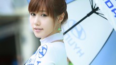 Woman Umbrellas asians brunettes bangs models Korean looking 