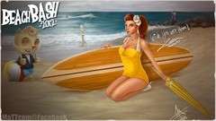 Woman Umbrellas Beaches League of Legends pinups surfboards 