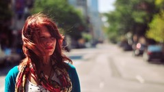 Woman urban streets redheads pictorial