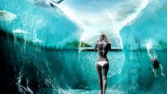 Woman water bikini selective