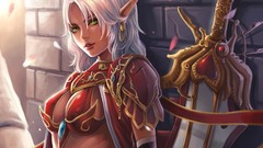 Woman weapons armor white hair Swords earrings world of 