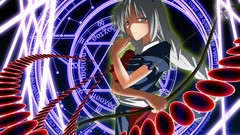 Woman weapons dress hats white hair long hair anime girls blue 