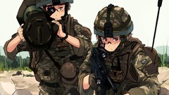 Woman weapons Guns Army Anime glasses soldiers flashlight armor 