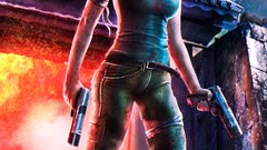 Woman weapons Guns game long hair brunettes fan art tomb raider 