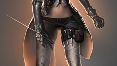 Woman weapons paintings elves armor braids Assassin artwork 