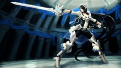 Woman weapons Swords black hair League of Legends artwork video 