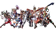 Woman weapons white background armor Swords blondes spears 