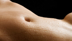Woman wet stomach navel