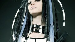 Woman whips gothic dress