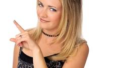 Woman white background blondes Melissa Joan Hart