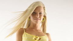 Woman white background blondes tank tops smiling models nipples 