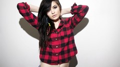 Woman white background brunettes black hair Danielle Andersen