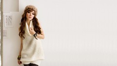 Woman white background Chinese brunettes models sweaters 