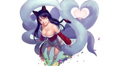 Woman white background cleavage League of Legends ahri