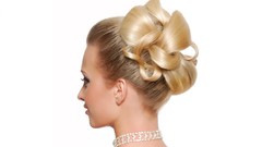 Woman white background faces hairstyle models