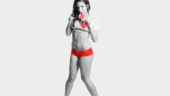 Woman white background legs brunettes soccer panties 