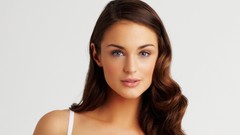 Woman white background lingerie brunettes models lauren budd La 