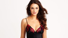 Woman white background lingerie brunettes models lauren budd La 