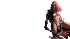 Woman white background Red Sonja comics redheads artwork Simple 