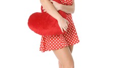 Woman white background Simple Background pornstars polka dots 