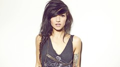 Woman white background tattoos brunettes Lights Valerie 