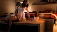 Woman white lingerie computer generated girls