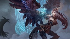 Woman wings feathers creatures harpy artwork fantasy art