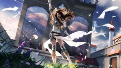 Woman wings Flowers grass