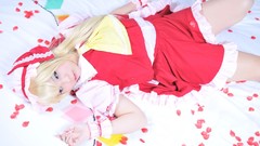 Woman wings hats blondes asians flower petals ponytails touhou 