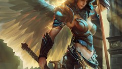 Woman wings Warriors Swords angels artwork legend of the 