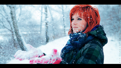 Woman winter snow redheads