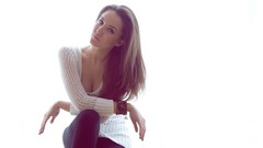 Woman wool models cleavage sweaters Kristina Rodionova