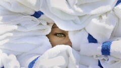 Women eyes towel