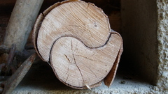 Wood yin yang logs