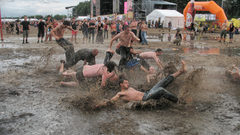 Woodstock festival mud high
