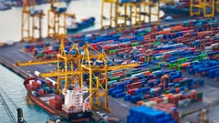 Work ships The port cityscapes tilt-shift