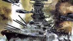 World War II YAMATO battleships War ship military artwork