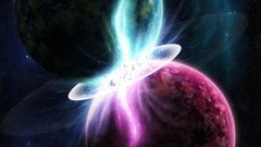 Worlds planets outer space collide